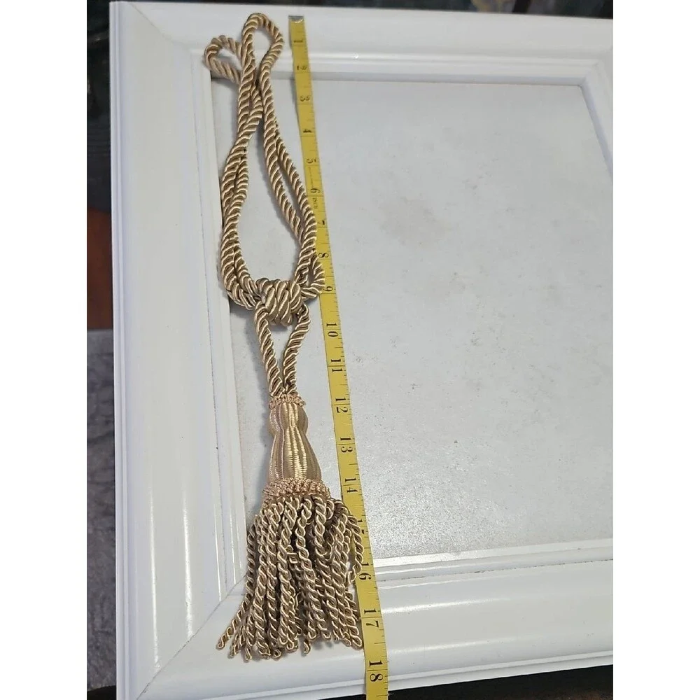 Set of 4 Decorative Gold Curtain Tiebacks with Tassels